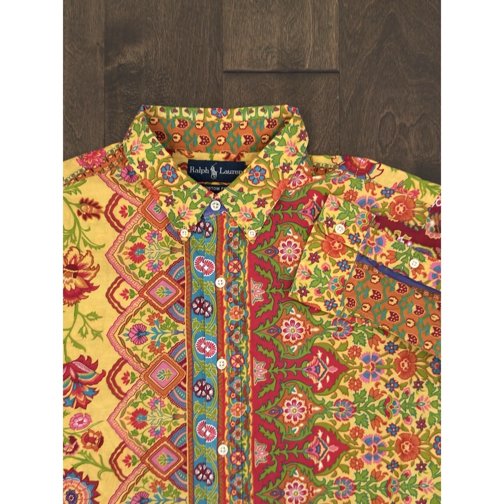 Rare Ralph Lauren Mens Colorful Floral Button Down Custom Fit Shirt Size XL